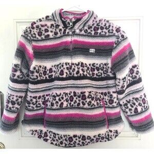 Hurley Girls' Sherpa Quarter Zip Fleece Jacket Pink/ Multicolor L (10/12)